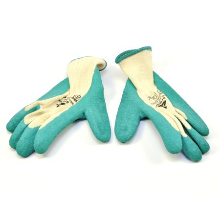 Werkhandschoenen groen/creme S/7 latex/katoen