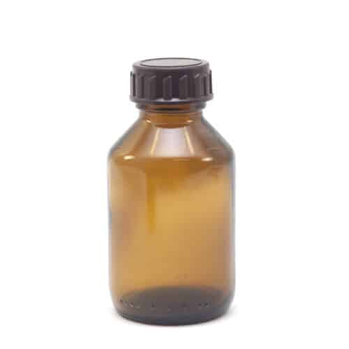 Fles bruin gedopt - 100 ml+dop+schenkplug