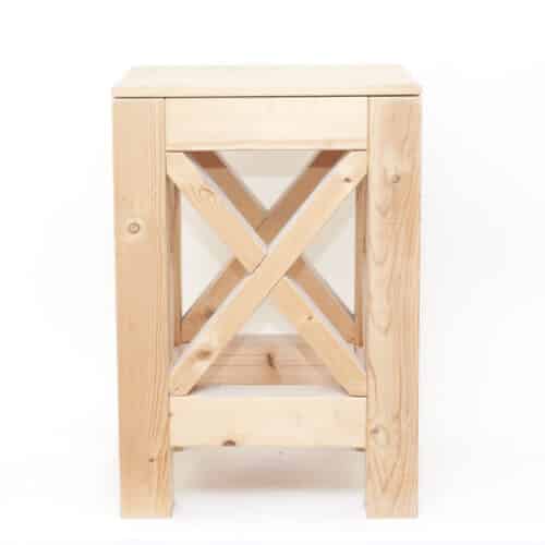 Houten werkbok 52x52 cm, hoogte 90 cm