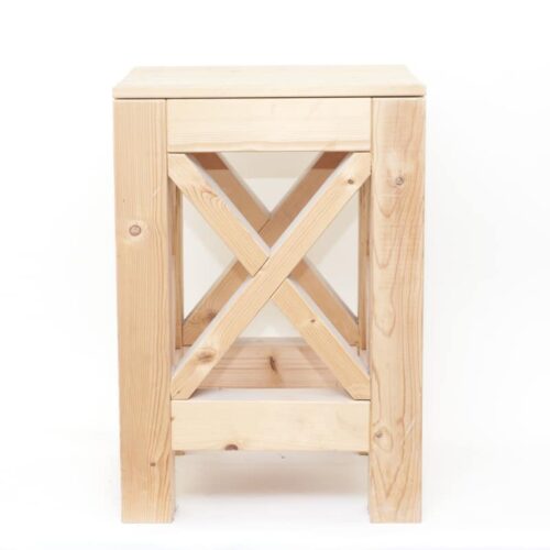 Houten werkbok 52x52 cm, werkhoogte 75 cm