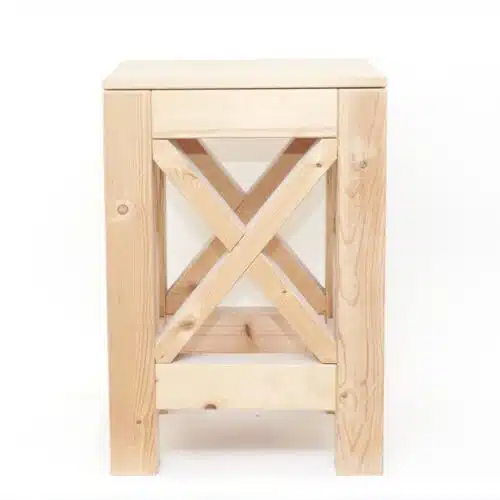 Houten werkbok 52x52 cm, werkhoogte 75 cm