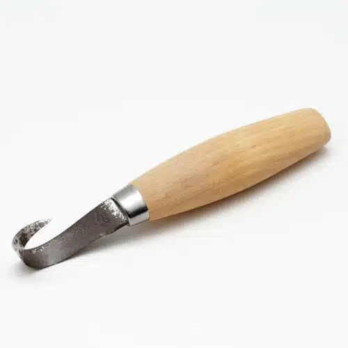 Houtkerfmes 5 cm spits gekruld nr 164 linkshandig met beschermhoes