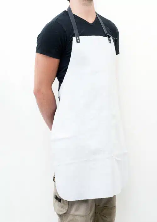 Splitlederlasschort grijs