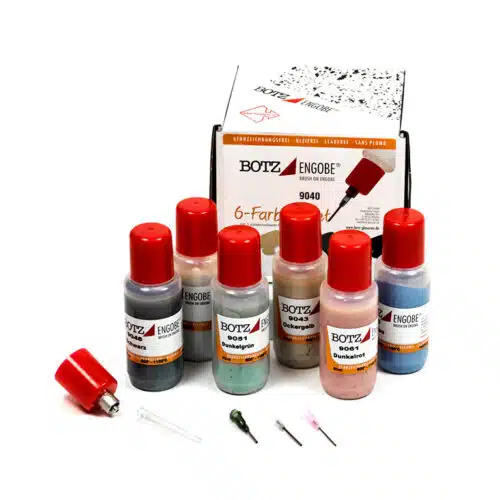 Botz engobes 9040 6x50 ml, met engobespuit