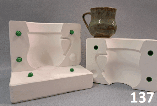 Gips gietmal UM137 3delig beker/kopje Ø 10 cm, h 9 cm