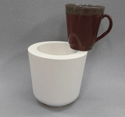 Gips gietmal UM031 beker/kopje Ø 10 cm, h 11 cm, bodem 5,5 cm met standring