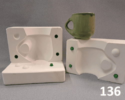 Gips gietmal UM136 3delig beker/kopje Ø 10 cm, h 9 cm
