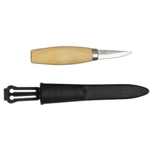 Mora houtkerfmes 6 cm spits nr 120 met beschermhoes