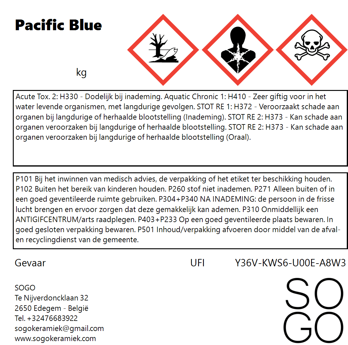Sogo steengoedglazuur Pacific Blue