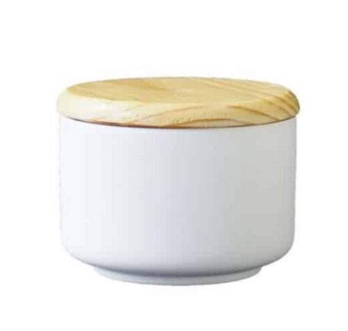 Voorraadpot met houten deksel (D 10.5 cm, H 8 cm)
