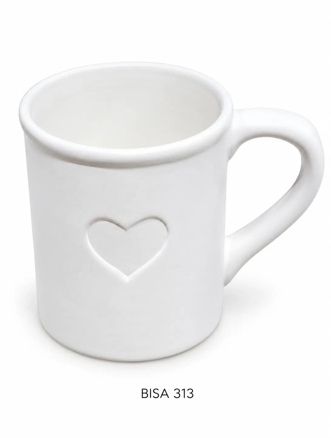 Koffietas met oor en hartje D8,9cm H10cm