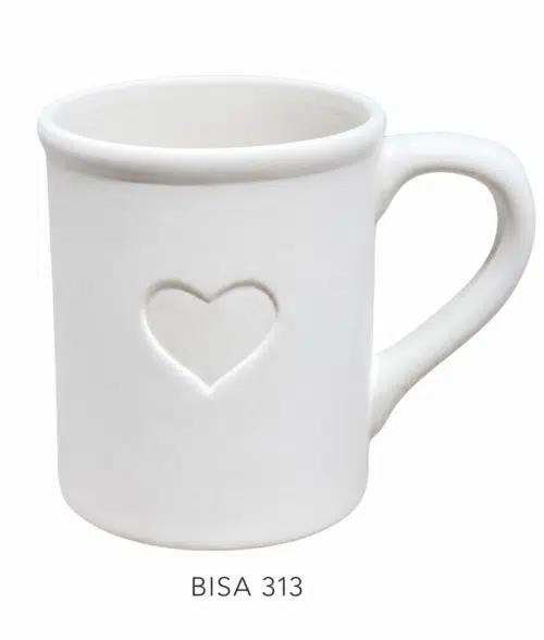 Koffietas met oor en hartje D8,9cm H10cm