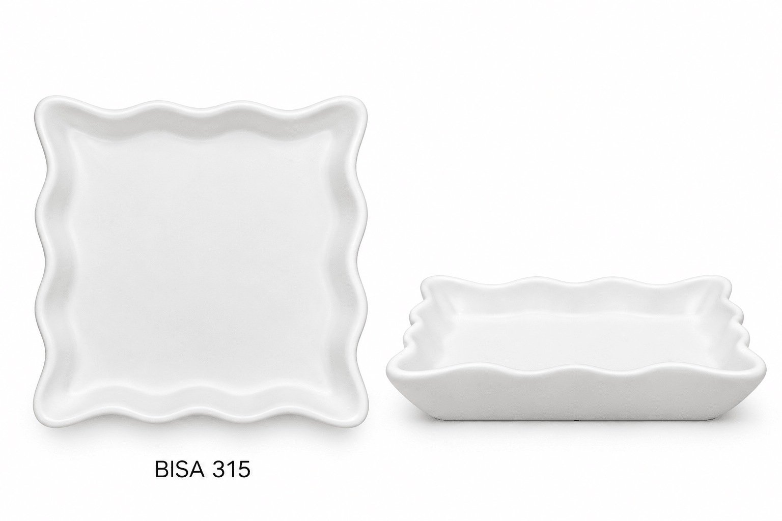 Vierkant schaaltje, golvende rand 14cm